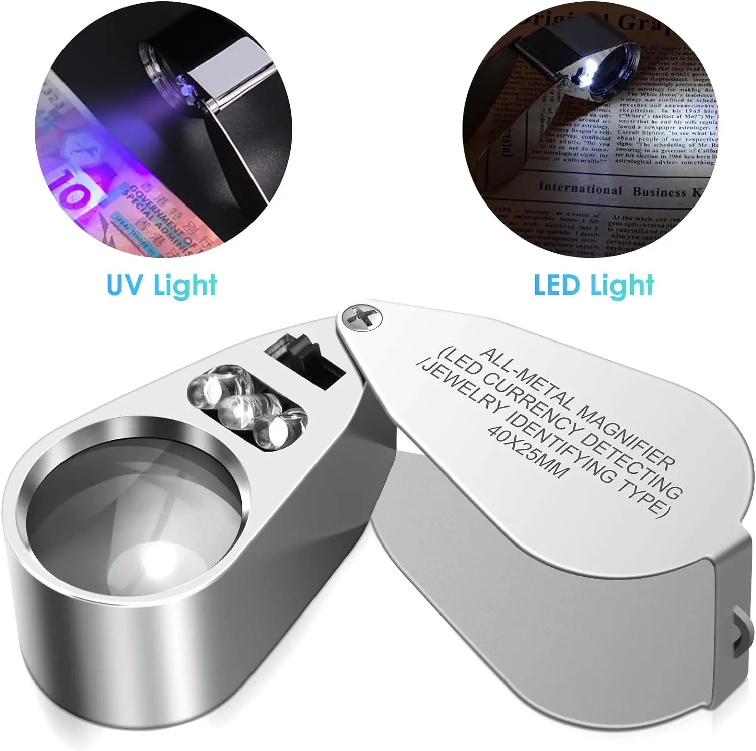 Body Jewelry Repair - 40X Illuminated Jeweler Loupe Magnifier with