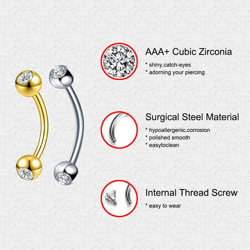 2PCS Body Jewelry 16G Daith Ea - огляд і ціна Body Jewelry Surgical Steel