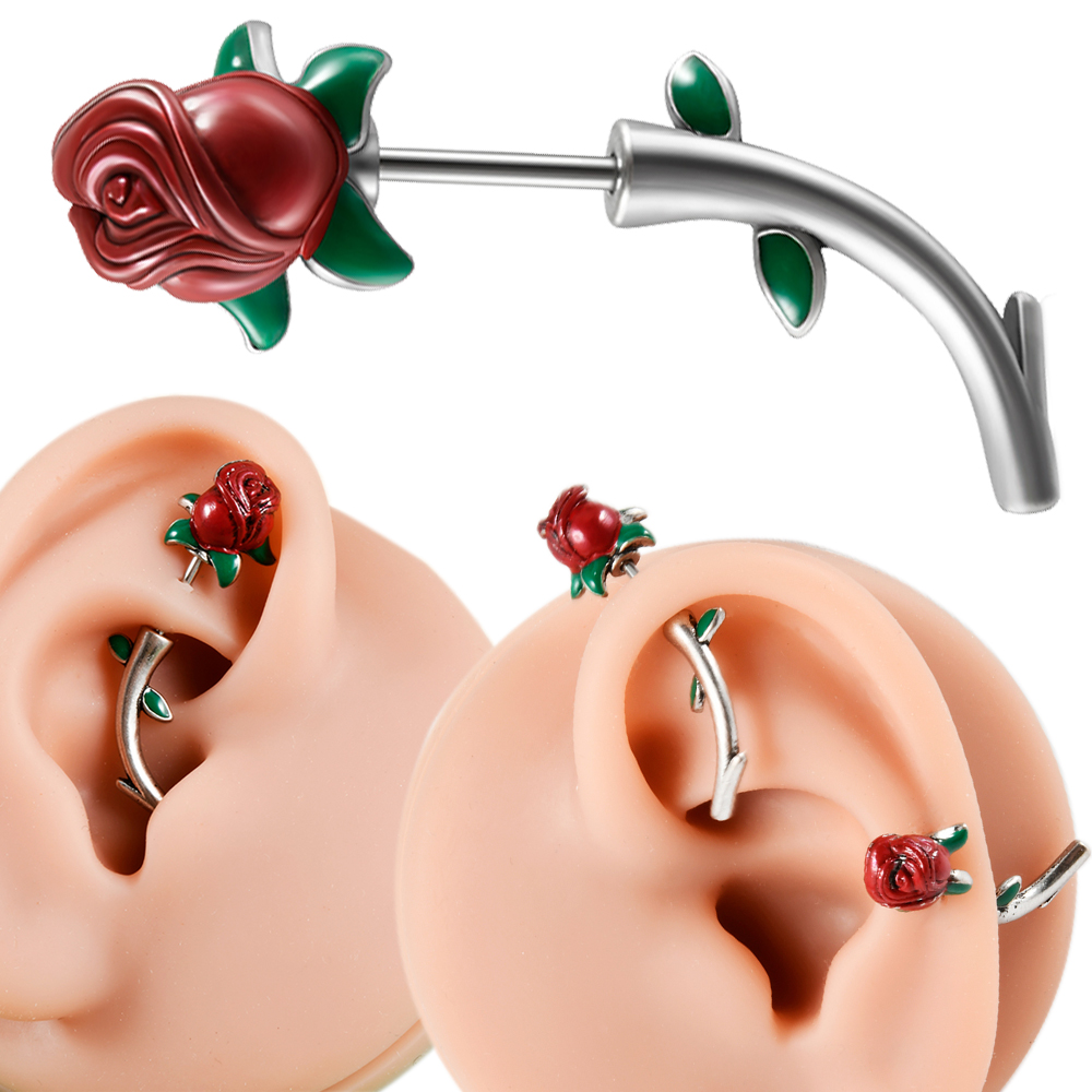 1PC Surgical Steel  Red Rose F - огляд і ціна Body Jewelry Surgical Steel