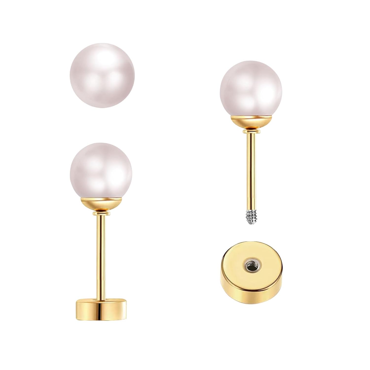 3 Pairs Tiny Pearl Stud Earrin - огляд і ціна Body Jewelry Surgical Steel
