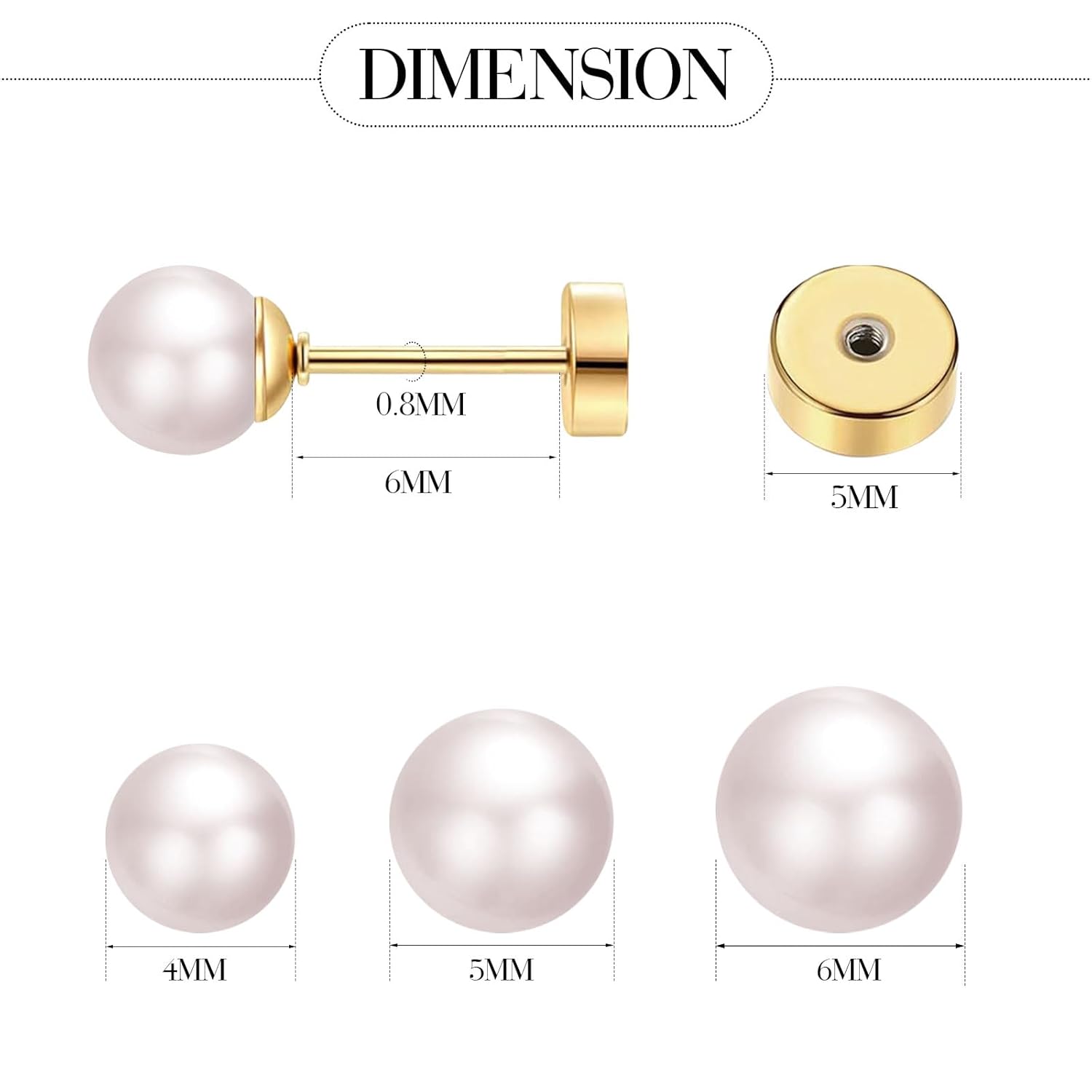 3 Pairs Tiny Pearl Stud Earrin - огляд і ціна Body Jewelry Surgical Steel