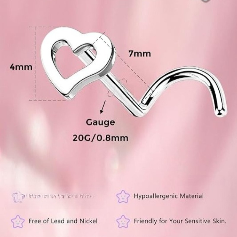 5pcs 20G Surgical Steel Heart  - огляд і ціна Body Jewelry Surgical Steel